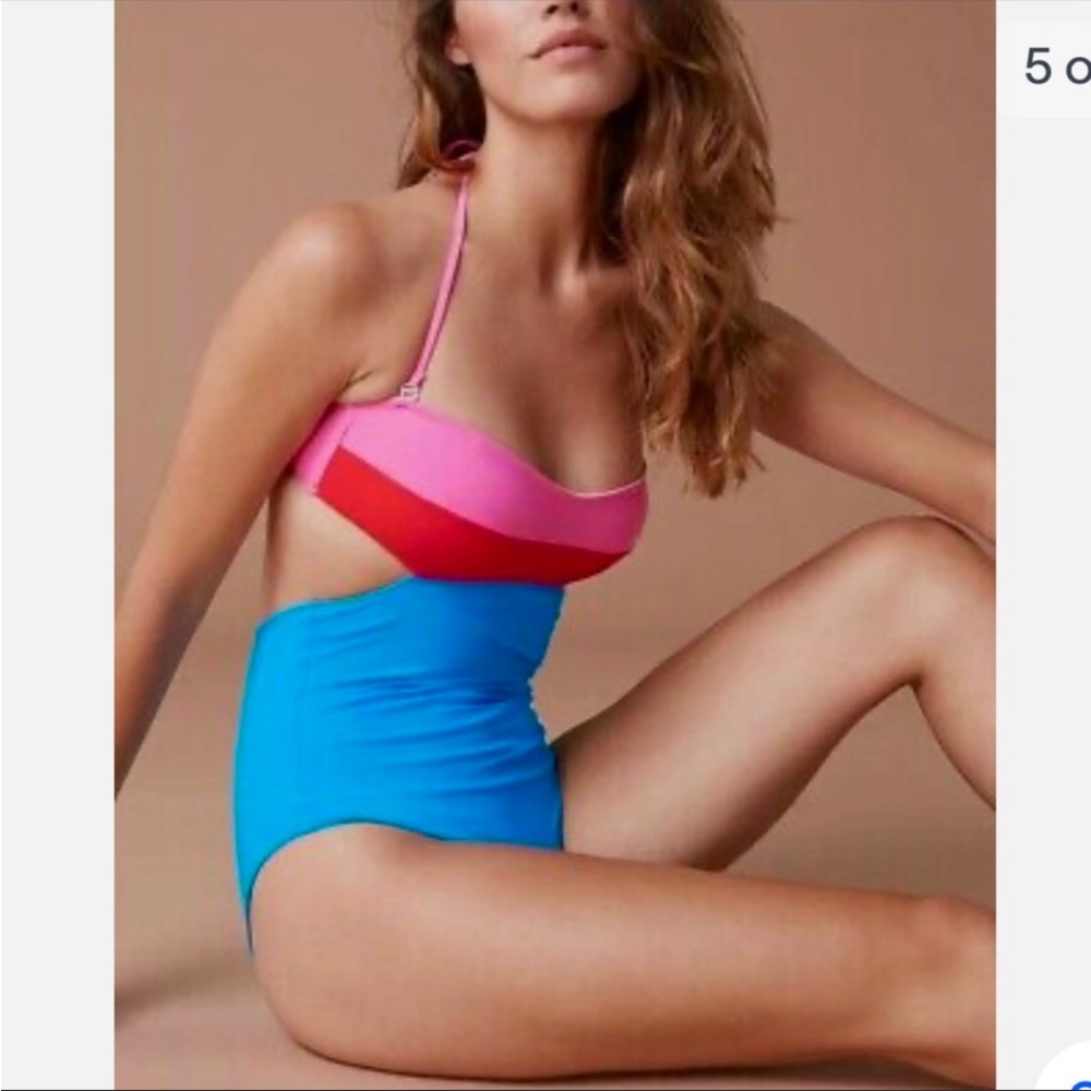 Diane Von Furstenburg color block one piece swimsuit - Picture 1 of 16